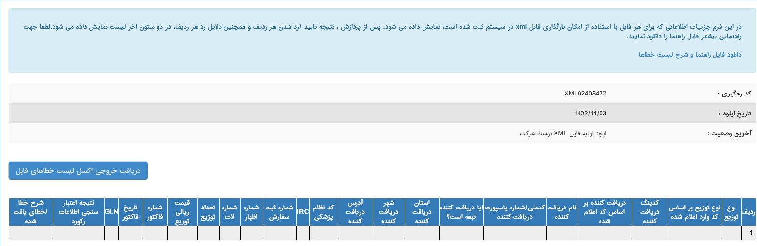 XML زنجیره توزیع کالا برای سامانه IMED