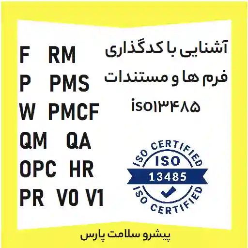 کدگذاری مستندات و فرم های ISO13485، کد فرم مستندات ایزو 13485
